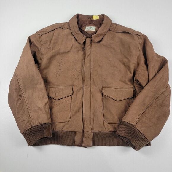 Vintage Red Head 100% Distressed Leather Bomber Hunting Jacket Mens XXL Redhead - Picture 1 of 15